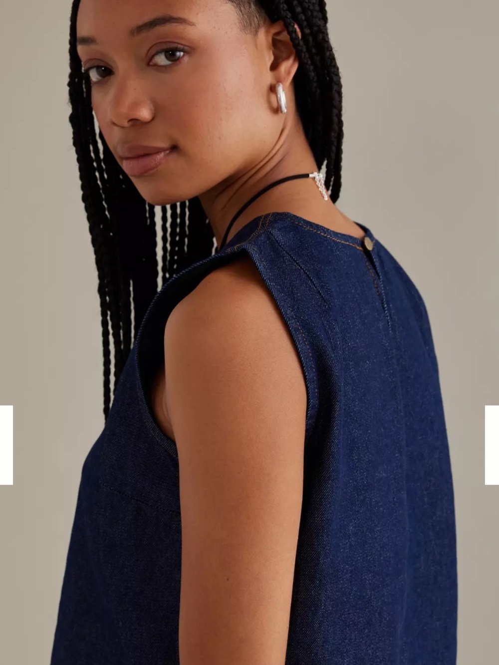 PILCRO denim shell TANK sleeveless top VEST blue ANTHROPOLOGIE large - Picture 8 of 8